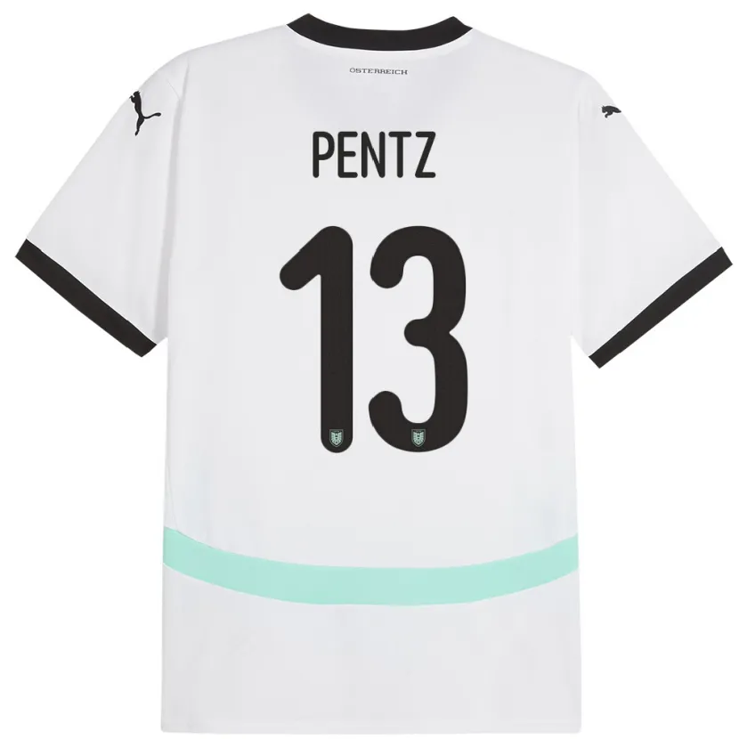 Danxen Kinderen Oostenrijk Patrick Pentz #13 Wit Uitshirt Uittenue 24-26 T-Shirt