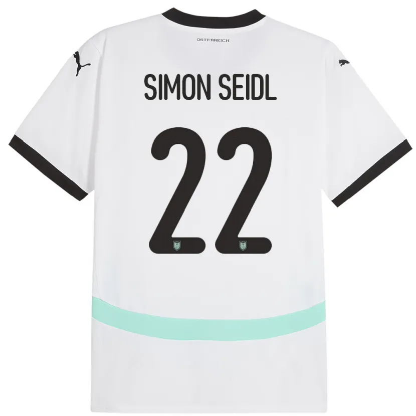 Danxen Kinderen Oostenrijk Simon Seidl #22 Wit Uitshirt Uittenue 24-26 T-Shirt
