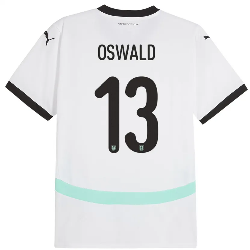 Danxen Kinderen Oostenrijk Moritz Oswald #13 Wit Uitshirt Uittenue 24-26 T-Shirt