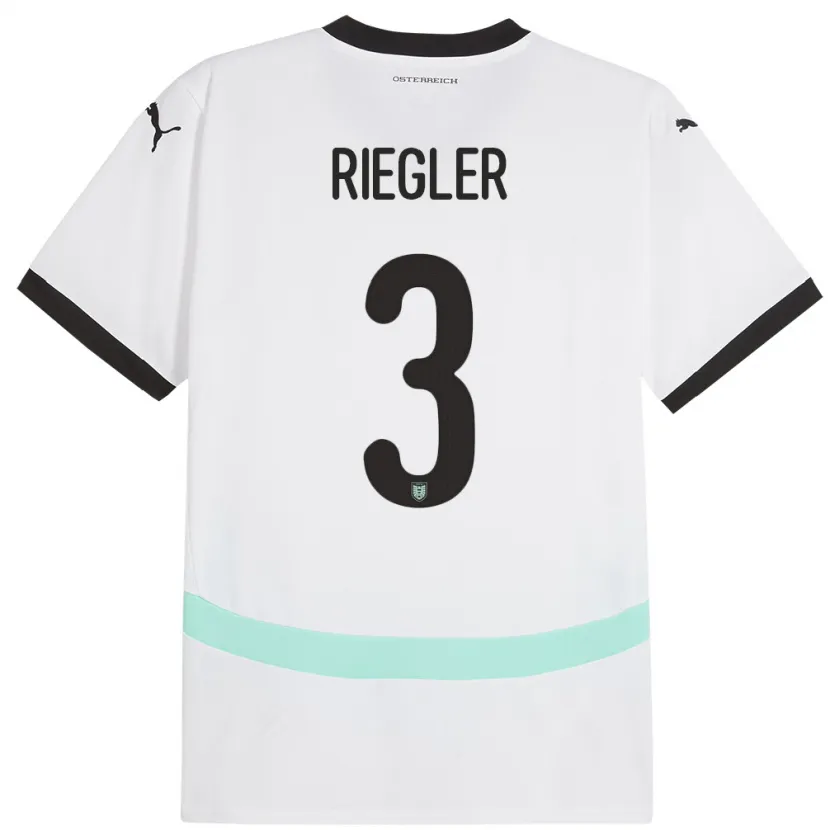 Danxen Kinderen Oostenrijk David Riegler #3 Wit Uitshirt Uittenue 24-26 T-Shirt