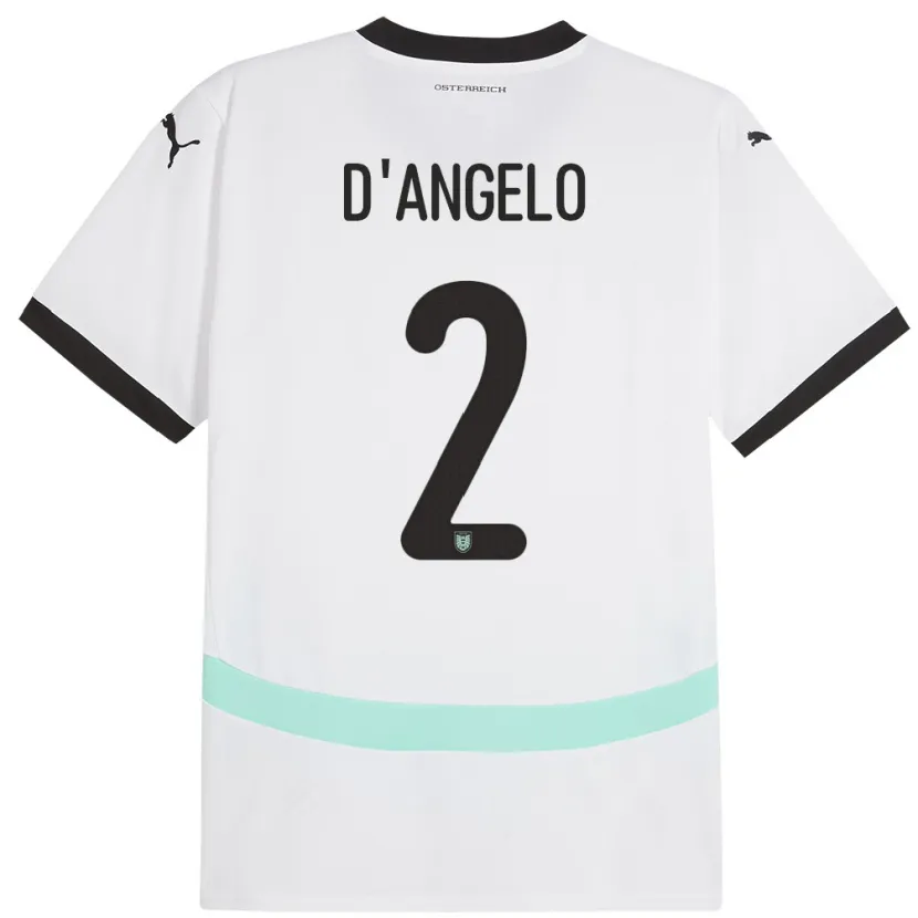 Danxen Kinderen Oostenrijk Chiara D’angelo #2 Wit Uitshirt Uittenue 24-26 T-Shirt