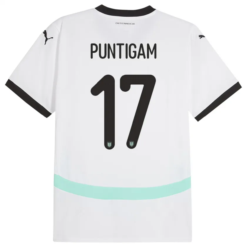 Danxen Kinderen Oostenrijk Sarah Puntigam #17 Wit Uitshirt Uittenue 24-26 T-Shirt