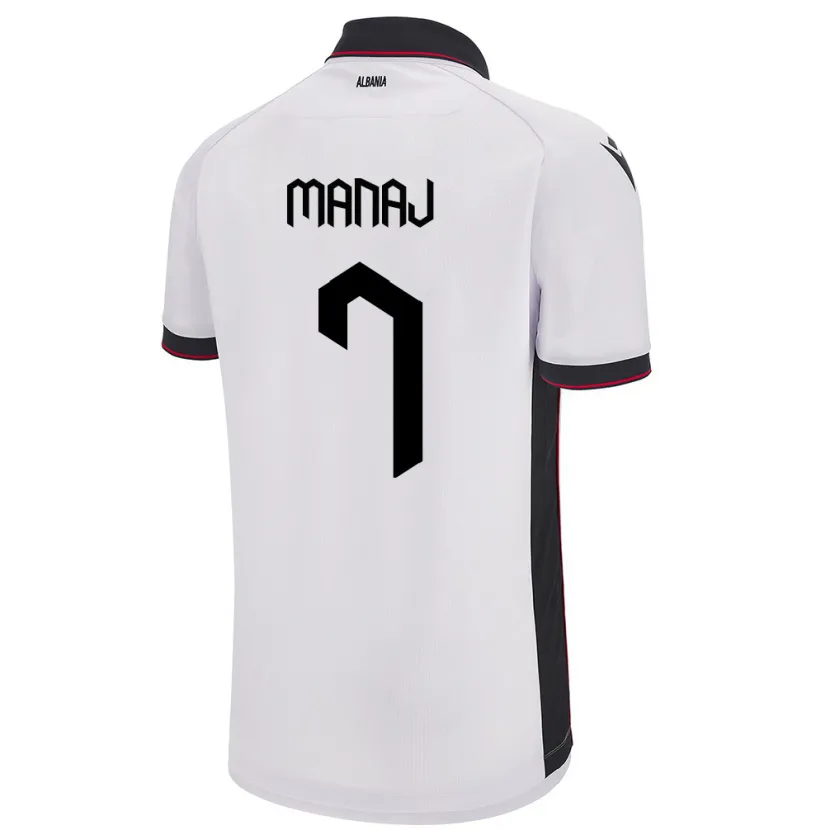 Danxen Kinderen Albanië Rey Manaj #7 Wit Uitshirt Uittenue 24-26 T-Shirt