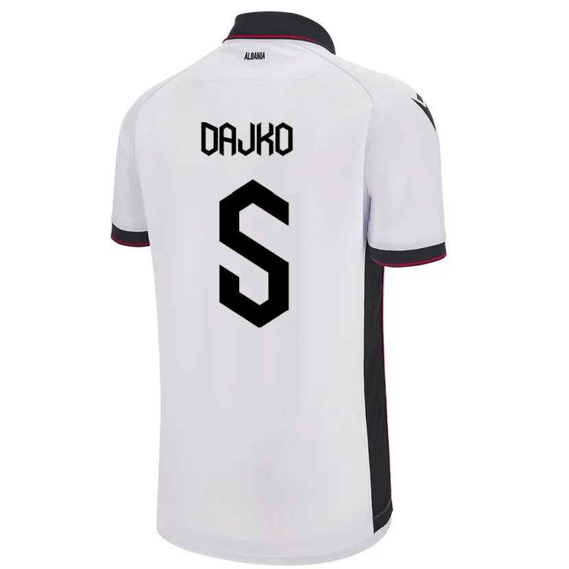 Danxen Kinderen Albanië Ajdi Dajko #5 Wit Uitshirt Uittenue 24-26 T-Shirt
