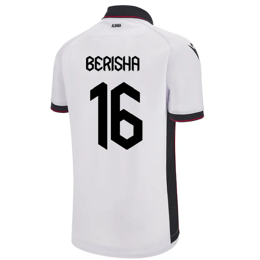 Danxen Kinderen Albanië Medon Berisha #16 Wit Uitshirt Uittenue 24-26 T-Shirt
