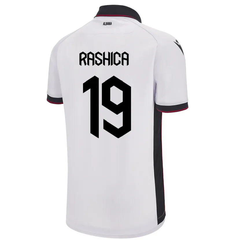 Danxen Kinderen Albanië Ermir Rashica #19 Wit Uitshirt Uittenue 24-26 T-Shirt