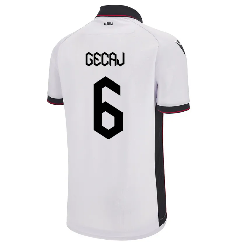 Danxen Kinderen Albanië Kris Gecaj #6 Wit Uitshirt Uittenue 24-26 T-Shirt