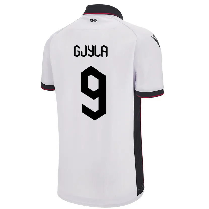 Danxen Kinderen Albanië Brayan Gjyla #9 Wit Uitshirt Uittenue 24-26 T-Shirt