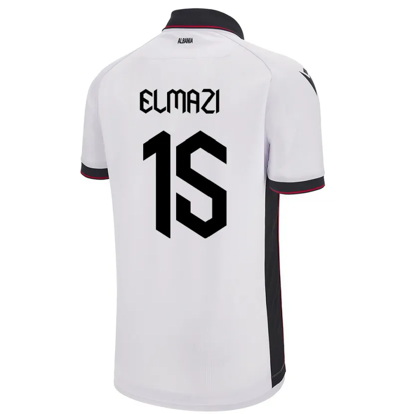Danxen Kinderen Albanië Enea Elmazi #15 Wit Uitshirt Uittenue 24-26 T-Shirt