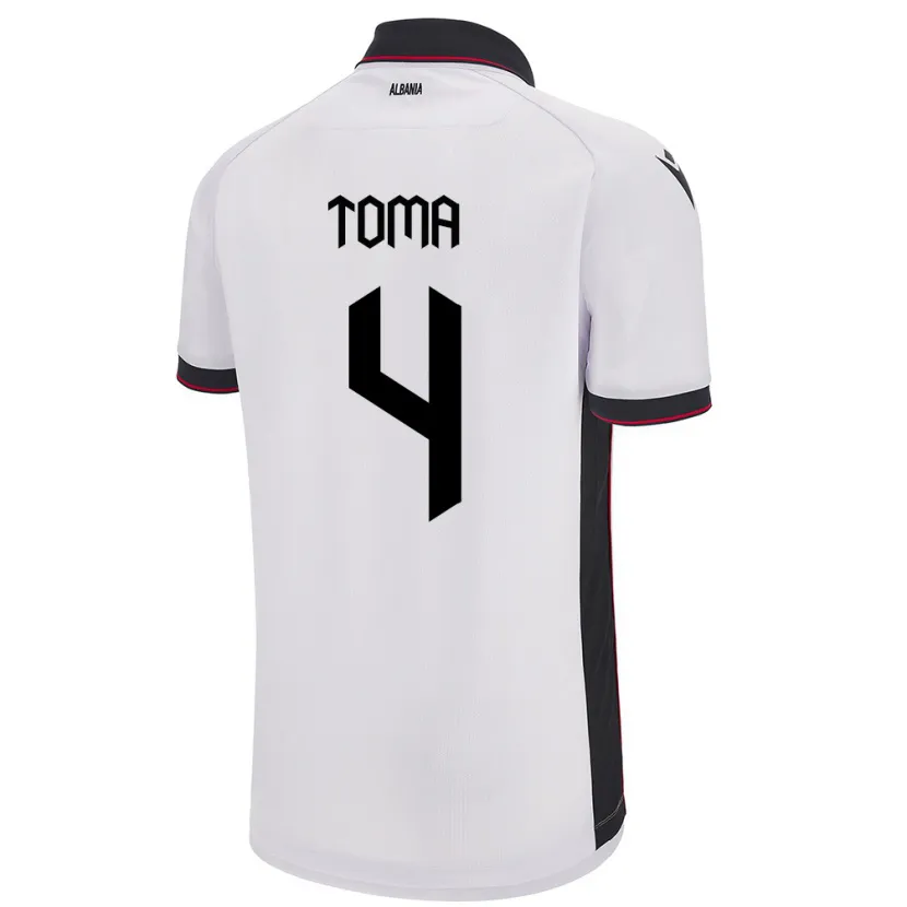 Danxen Kinderen Albanië Stella Toma #4 Wit Uitshirt Uittenue 24-26 T-Shirt
