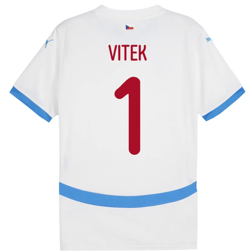 Danxen Kinderen Tsjechië Radek Vitek #1 Wit Uitshirt Uittenue 24-26 T-Shirt