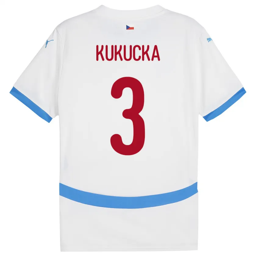 Danxen Kinderen Tsjechië Ondrej Kukucka #3 Wit Uitshirt Uittenue 24-26 T-Shirt