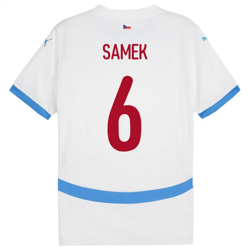 Danxen Kinderen Tsjechië Daniel Samek #6 Wit Uitshirt Uittenue 24-26 T-Shirt