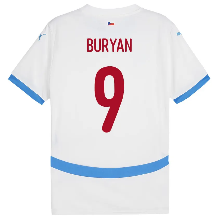 Danxen Kinderen Tsjechië Jan Buryan #9 Wit Uitshirt Uittenue 24-26 T-Shirt