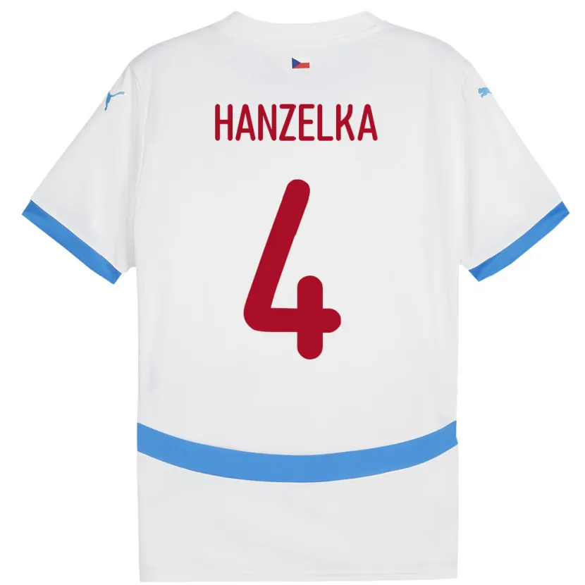 Danxen Kinderen Tsjechië Denis Hanzelka #4 Wit Uitshirt Uittenue 24-26 T-Shirt