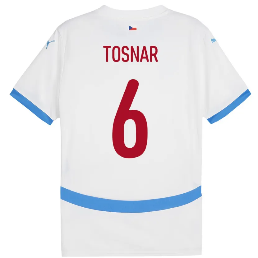 Danxen Kinderen Tsjechië Jakub Tosnar #6 Wit Uitshirt Uittenue 24-26 T-Shirt