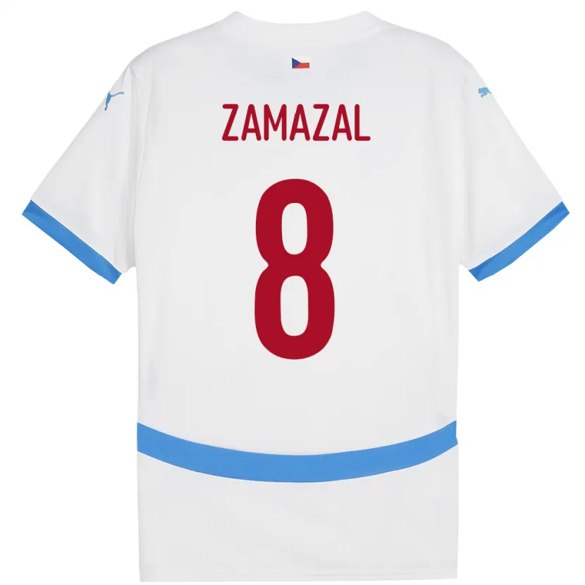 Danxen Kinderen Tsjechië Denis Zamazal #8 Wit Uitshirt Uittenue 24-26 T-Shirt