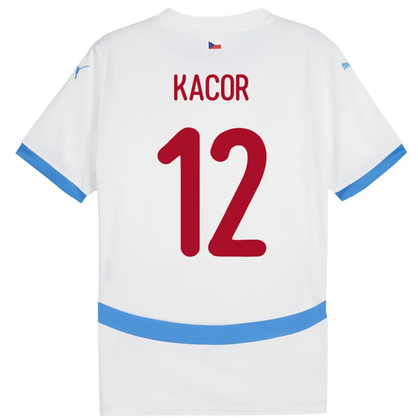 Danxen Kinderen Tsjechië Pavel Kacor #12 Wit Uitshirt Uittenue 24-26 T-Shirt