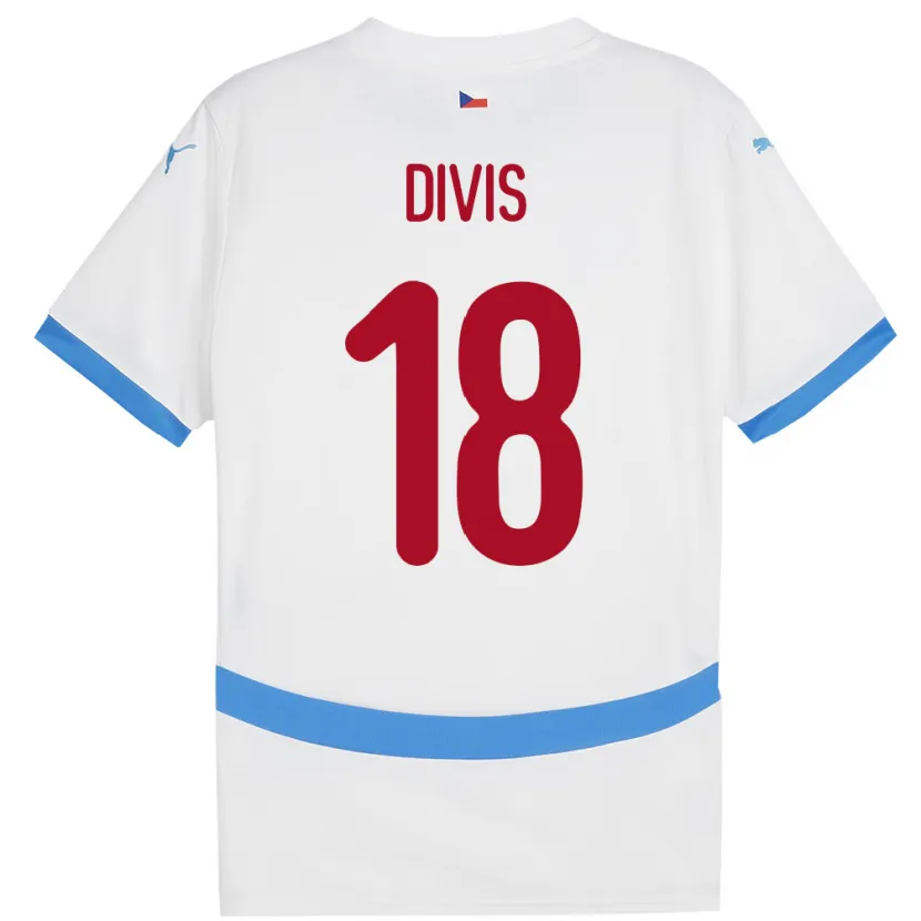 Danxen Kinderen Tsjechië Matej Divis #18 Wit Uitshirt Uittenue 24-26 T-Shirt