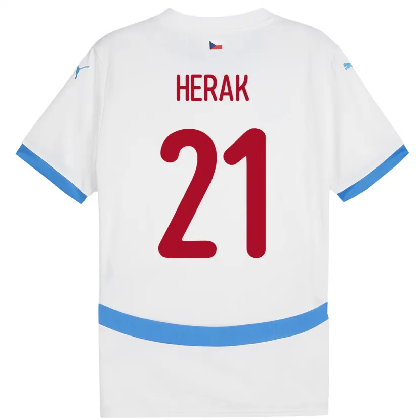 Danxen Kinderen Tsjechië Frantisek Herak #21 Wit Uitshirt Uittenue 24-26 T-Shirt