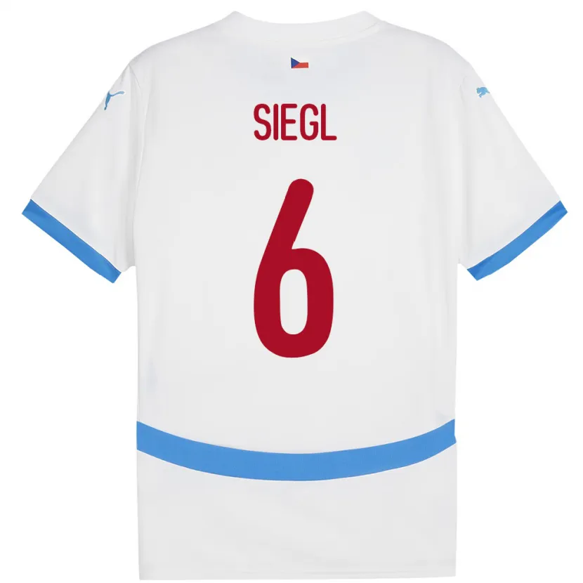 Danxen Kinderen Tsjechië Patrik Siegl #6 Wit Uitshirt Uittenue 24-26 T-Shirt
