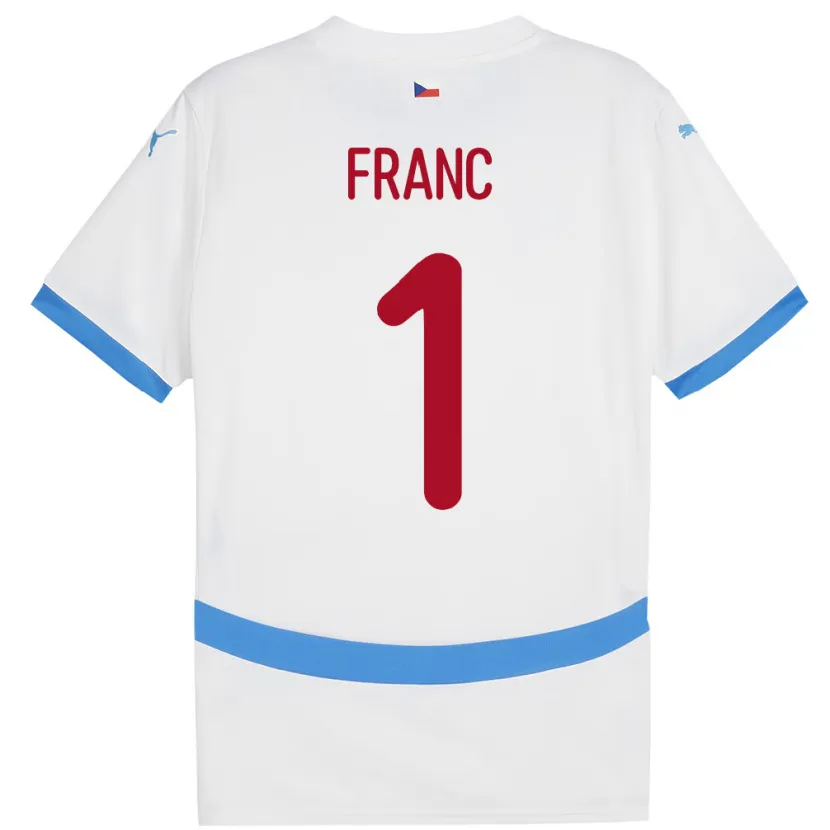 Danxen Kinderen Tsjechië Lukas Franc #1 Wit Uitshirt Uittenue 24-26 T-Shirt