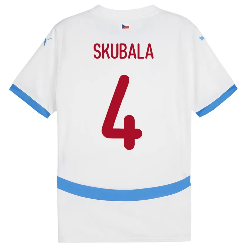 Danxen Kinderen Tsjechië Tomas Skubala #4 Wit Uitshirt Uittenue 24-26 T-Shirt