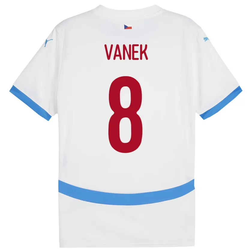 Danxen Kinderen Tsjechië Lukas Vanek #8 Wit Uitshirt Uittenue 24-26 T-Shirt