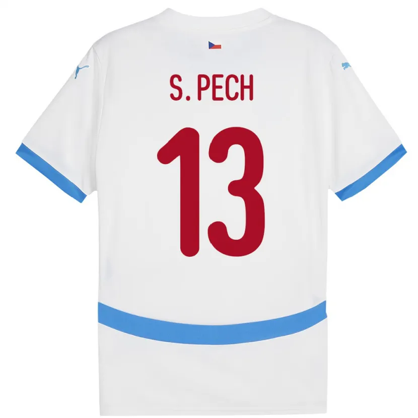 Danxen Kinderen Tsjechië Sebastian Pech #13 Wit Uitshirt Uittenue 24-26 T-Shirt