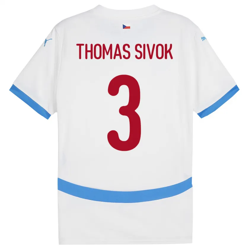 Danxen Kinderen Tsjechië Andre Thomas Sivok #3 Wit Uitshirt Uittenue 24-26 T-Shirt