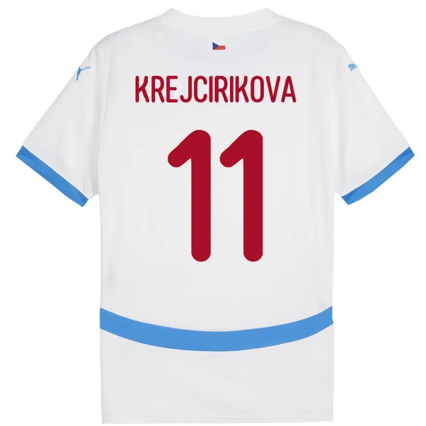 Danxen Kinderen Tsjechië Tereza Krejčiříková #11 Wit Uitshirt Uittenue 24-26 T-Shirt