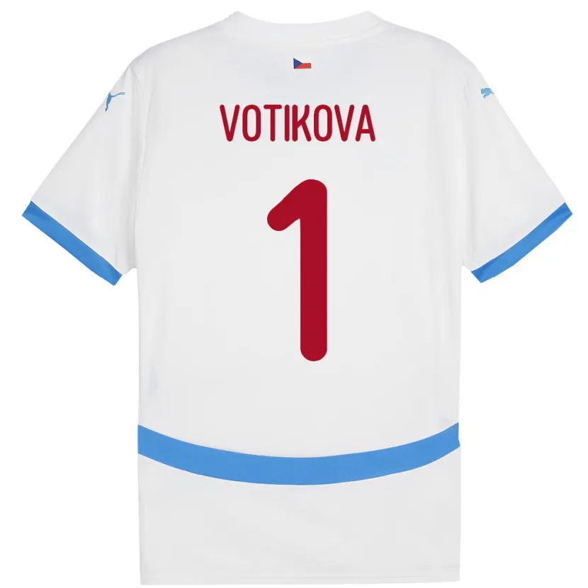 Danxen Kinderen Tsjechië Barbora Votíková #1 Wit Uitshirt Uittenue 24-26 T-Shirt
