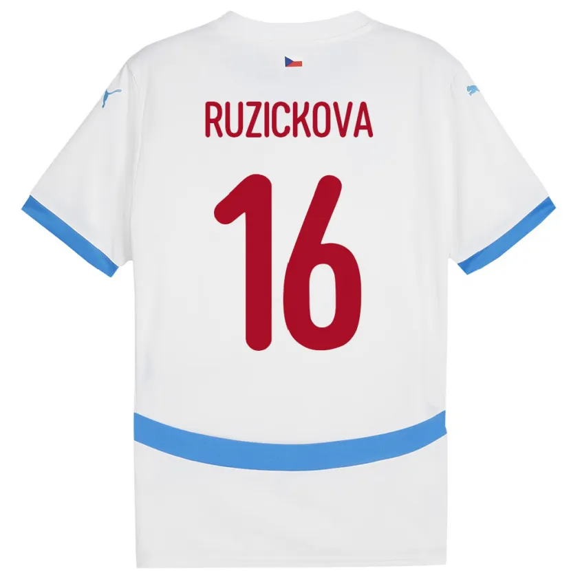 Danxen Kinderen Tsjechië Barbora Růžičková #16 Wit Uitshirt Uittenue 24-26 T-Shirt