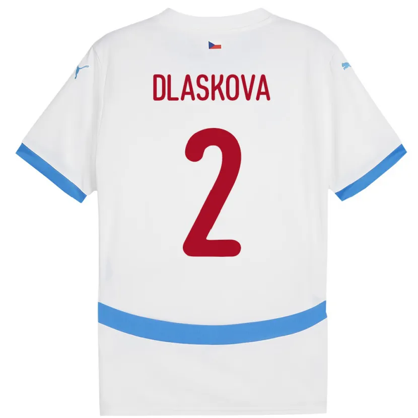 Danxen Kinderen Tsjechië Anna Dlasková #2 Wit Uitshirt Uittenue 24-26 T-Shirt