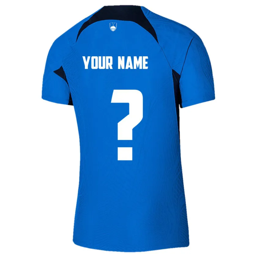 Danxen Kinderen Slovenië Uw Naam #0 Blauw Uitshirt Uittenue 24-26 T-Shirt