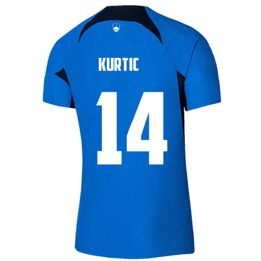 Danxen Kinderen Slovenië Jasmin Kurtic #14 Blauw Uitshirt Uittenue 24-26 T-Shirt