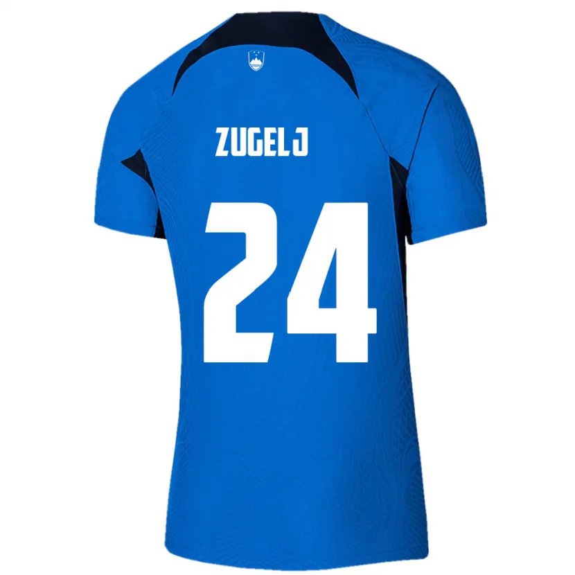 Danxen Kinderen Slovenië Nino Zugelj #24 Blauw Uitshirt Uittenue 24-26 T-Shirt