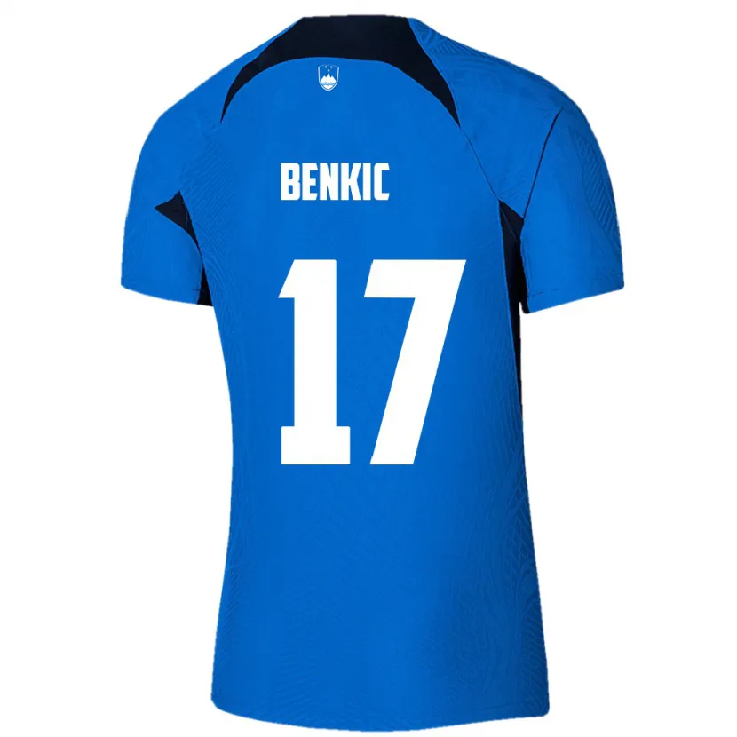 Danxen Kinderen Slovenië Kevin Benkic #17 Blauw Uitshirt Uittenue 24-26 T-Shirt