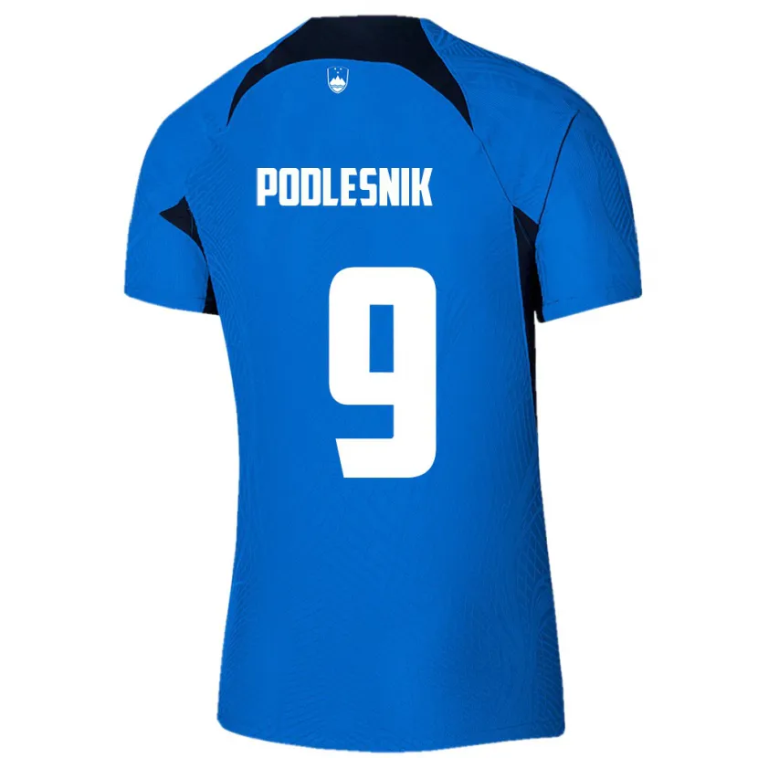 Danxen Kinderen Slovenië Nik Podlesnik #9 Blauw Uitshirt Uittenue 24-26 T-Shirt