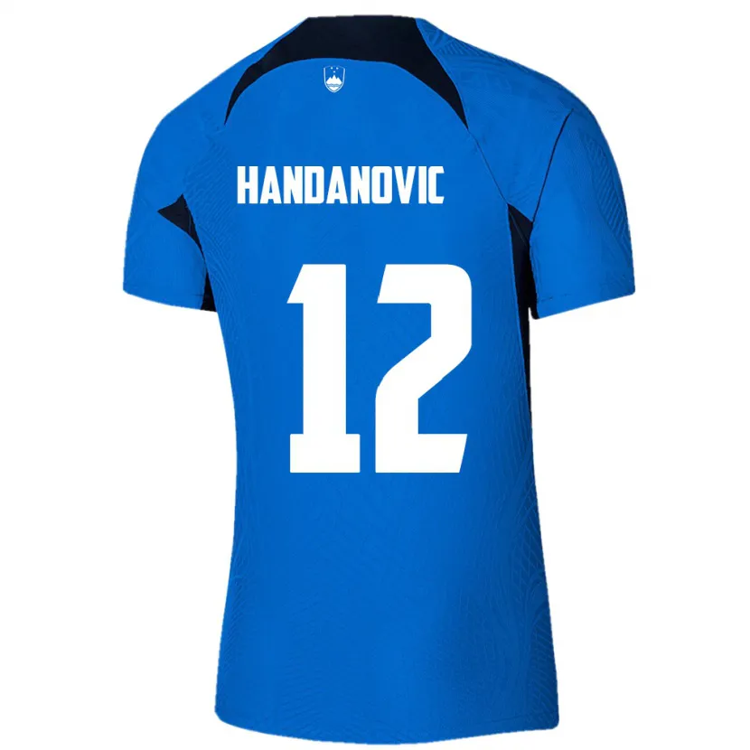 Danxen Kinderen Slovenië Tanej Handanovic #12 Blauw Uitshirt Uittenue 24-26 T-Shirt