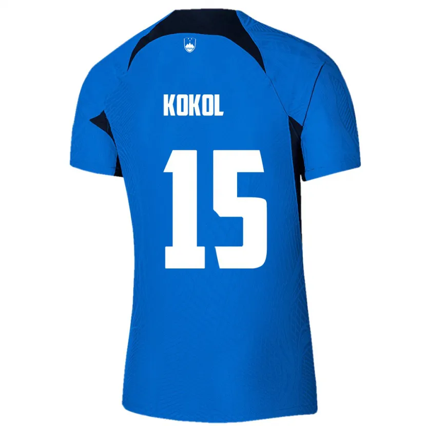 Danxen Kinderen Slovenië Luka Kokol #15 Blauw Uitshirt Uittenue 24-26 T-Shirt