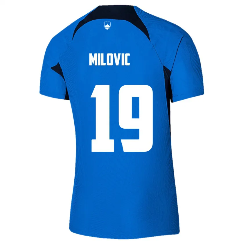 Danxen Kinderen Slovenië Ana Milovič #19 Blauw Uitshirt Uittenue 24-26 T-Shirt