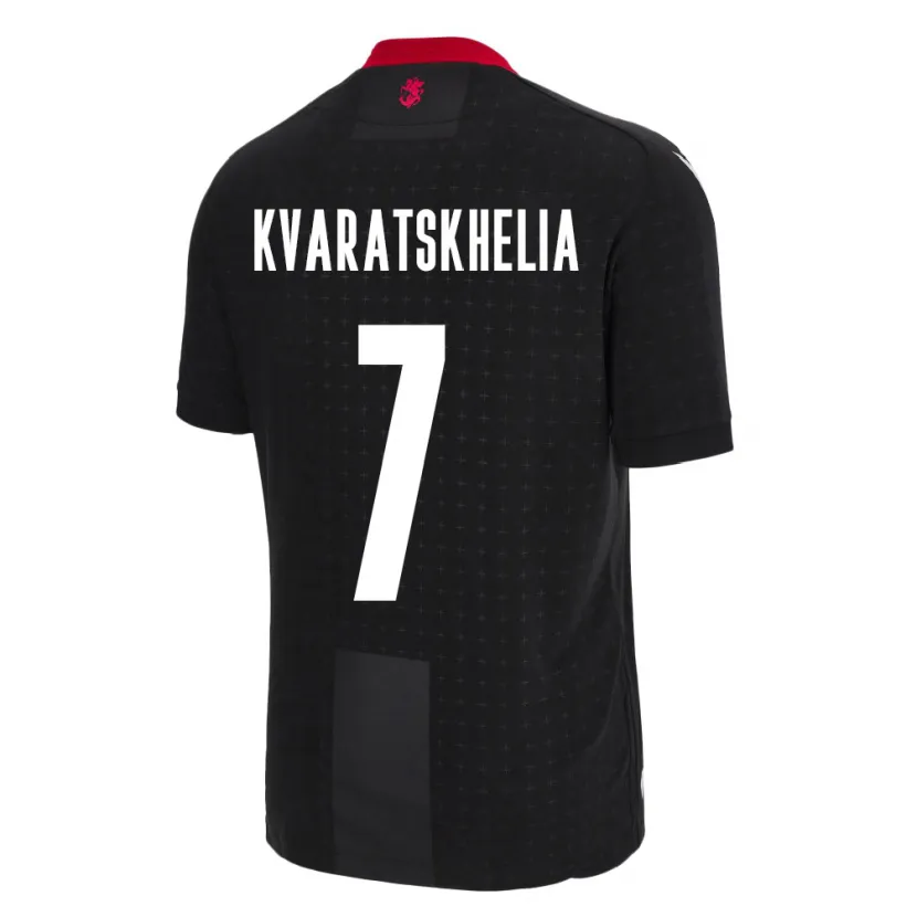 Danxen Kinderen Georgia Khvicha Kvaratskhelia #7 Zwart Uitshirt Uittenue 24-26 T-Shirt