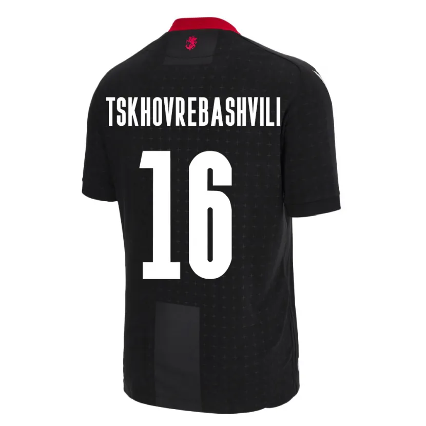 Danxen Kinderen Georgia Nikoloz Tskhovrebashvili #16 Zwart Uitshirt Uittenue 24-26 T-Shirt