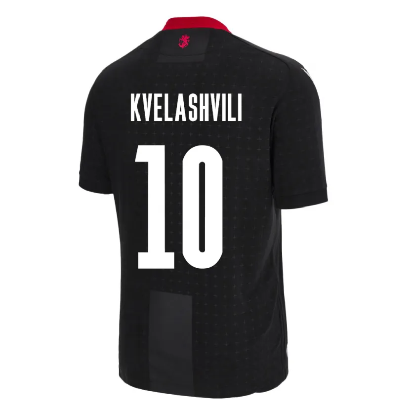 Danxen Kinderen Georgia Nikoloz Kvelashvili #10 Zwart Uitshirt Uittenue 24-26 T-Shirt