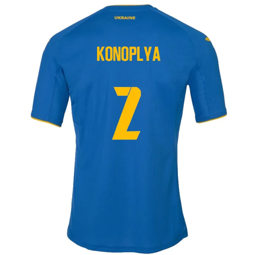 Danxen Kinderen Oekraïne Yukhym Konoplya #2 Blauw Uitshirt Uittenue 24-26 T-Shirt