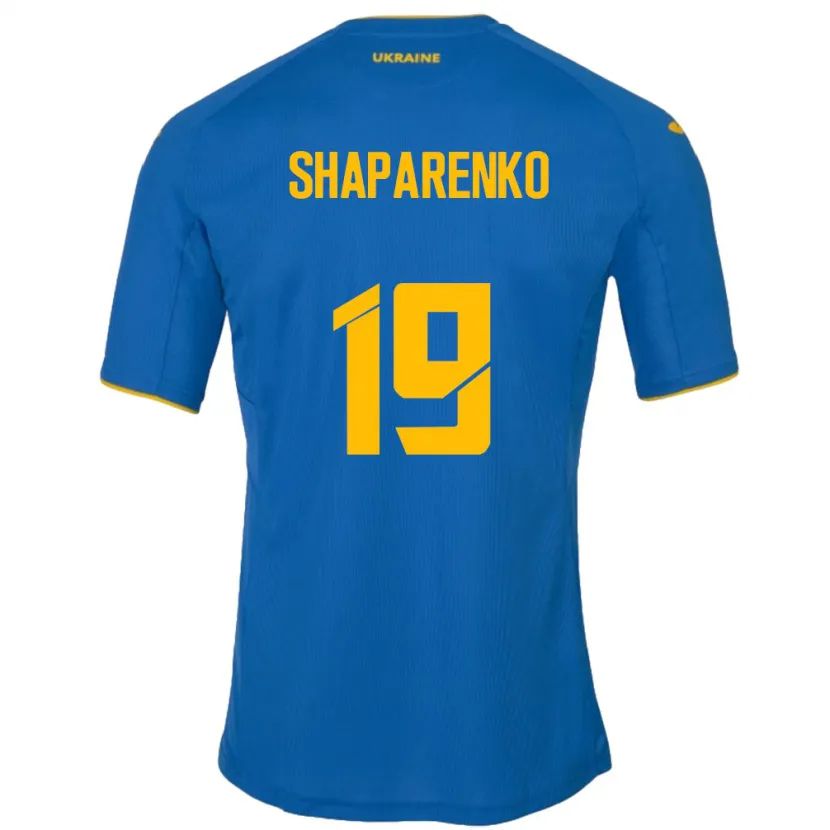 Danxen Kinderen Oekraïne Mykola Shaparenko #19 Blauw Uitshirt Uittenue 24-26 T-Shirt