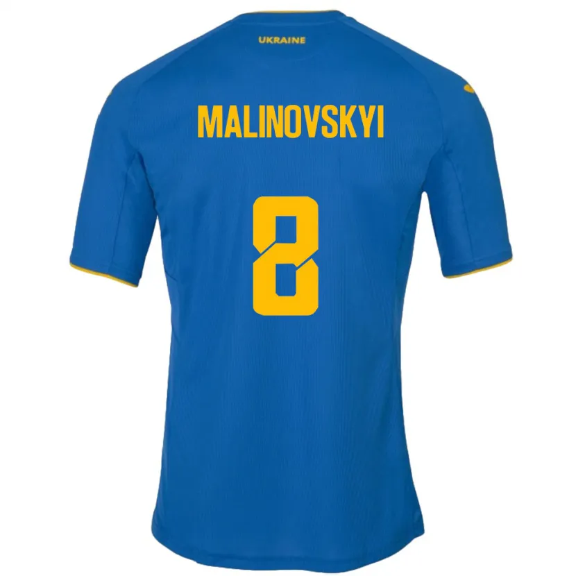 Danxen Kinderen Oekraïne Ruslan Malinovskyi #8 Blauw Uitshirt Uittenue 24-26 T-Shirt