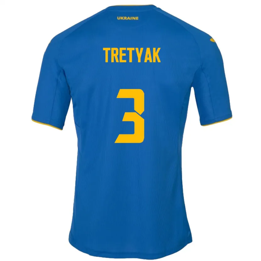 Danxen Kinderen Oekraïne Demyan Tretyak #3 Blauw Uitshirt Uittenue 24-26 T-Shirt
