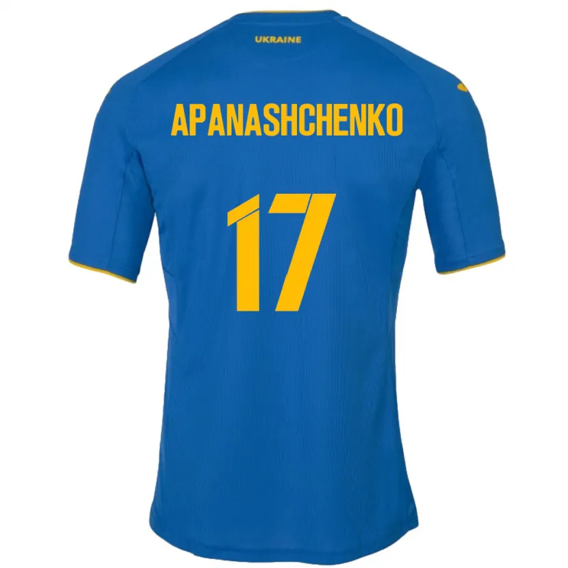 Danxen Kinderen Oekraïne Daryna Apanashchenko #17 Blauw Uitshirt Uittenue 24-26 T-Shirt